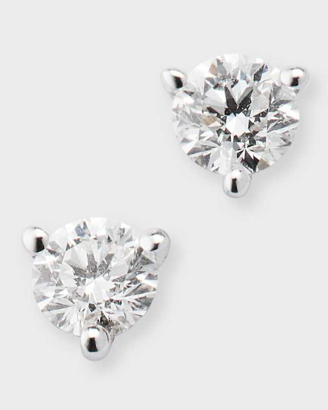 18K White Gold Round Diamond Stud Earrings, 0.47tcw